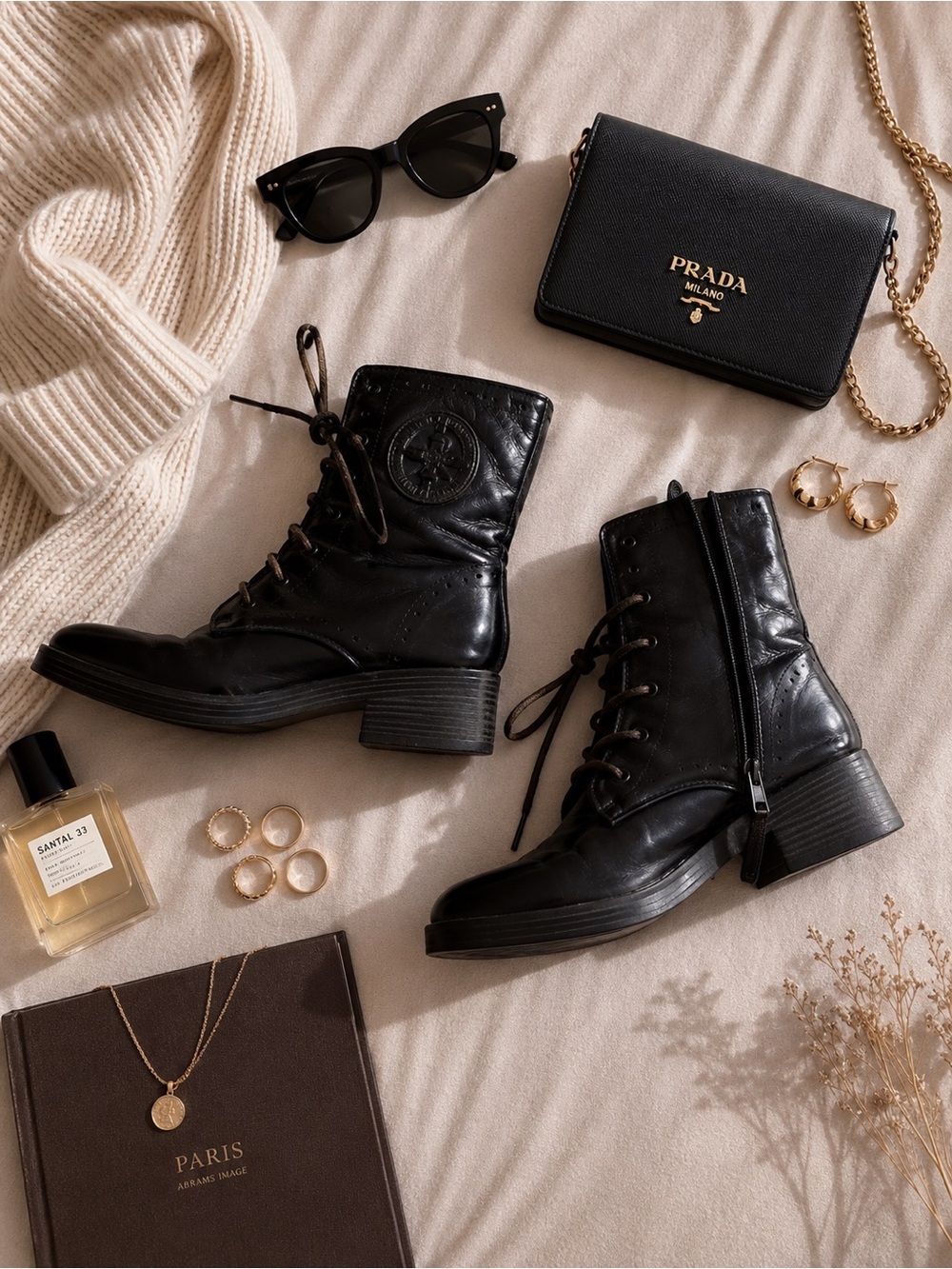 Sam & Libby Black Lace-Up Combat Boots